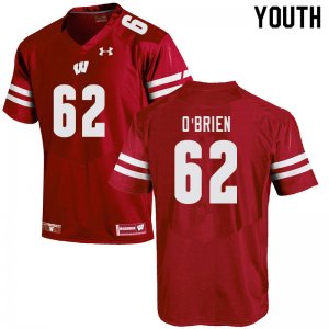 Youth Wisconsin Badgers NCAA #62 Logan O'Brien Red Authentic Under Armour Stitched College Football Jersey CX31G82SG